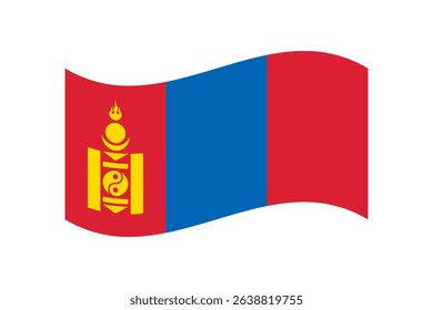 Flag of Mongolia. Mongolia wavy flag digital vector illustration. Fluttering flag.