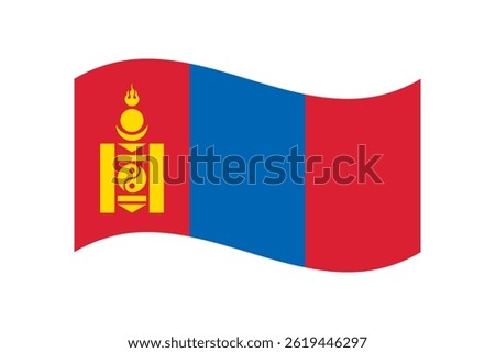 Flag of Mongolia. Mongolia wavy flag digital vector illustration. Fluttering flag.