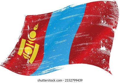 drapeau de Mongolie au vent avec une texture
