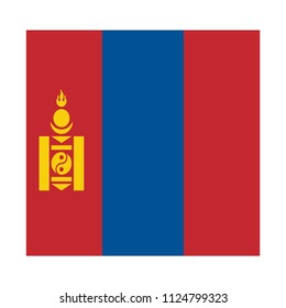 Flag of Mongolia,Mongolia Flag Vector Square Icon - Illustration, Flag of Mongolia. Abstract concept, icon, square, button. Raster illustration on white background.