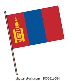 Flag of Mongolian isolated on a white background