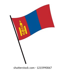 Flag of Mongolian , Mongolian flag waving isolated vector illustration