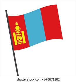 Flag of Mongolian , Mongolian flag waving isolated vector illustration