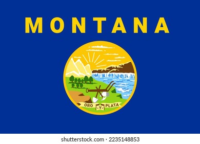 Flag of Montana, symbol of USA federal state. Full frame federal flag of Montana with state seal centered on a blue field vector illustration