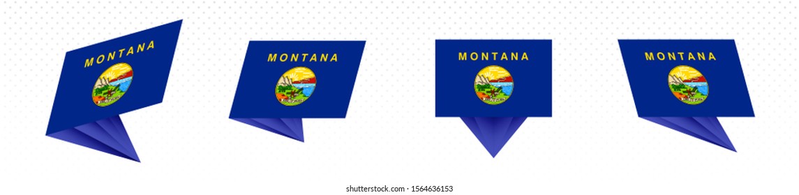 Flag of Montana US State in modern abstract design, vector flag set.