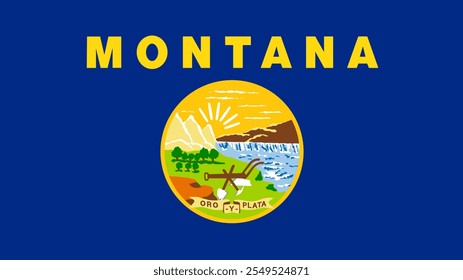 Flag of Montana, USA, 16:9 Format, Montana Flag, Vector Images