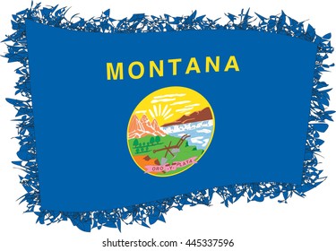 Flag of Montana. Vector illustration of a stylized flag. Shaggy edge.