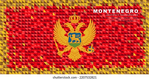 Flag of Montenegro. Abstract background of small colorful red and yellow triangles. Vector illustration.