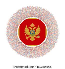 Flag of Montenegro with colorful rays. Radiant country sign. Shiny sunburst with Montenegro flag. Elegant vector illustration.