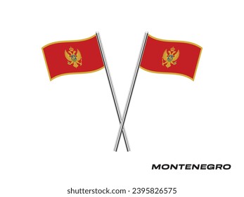 Flag of Montenegro, Montenegro cross flag design. Montenegro cross flag isolated on white background. Vector Illustration of crossed Montenegro flags.