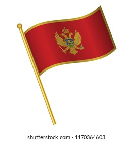 Flag of Montenegro, Montenegro flag Golden waving isolated vector illustration eps10.