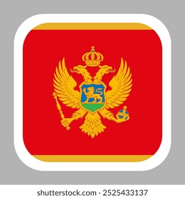 The flag of Montenegro. Flag icon. Standard color. flat vector square with rounded corners. Computer illustration. Digital illustration. Vector illustration