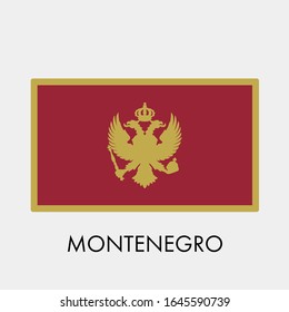 Flag of Montenegro on gray background. Vector illustration in trendy flat style. EPS 10.
