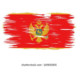 Flag of Montenegro. Painted brush colored inks. Symbol Independence Day National Patriotic Travel Country Background Grunge Paint Stock Vector Icon Logo Picture Image Illustration Political