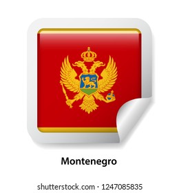 Flag of Montenegro. Round glossy sticker