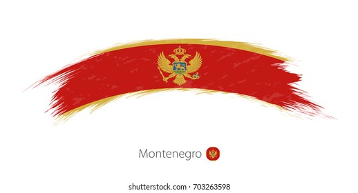 Flag of Montenegro in rounded grunge brush stroke. Vector illustration.