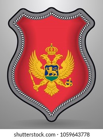 Flag of Montenegro. Vector Badge and Icon. Vertical Orientation Version