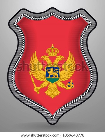 Flag of Montenegro. Vector Badge and Icon. Vertical Orientation Version