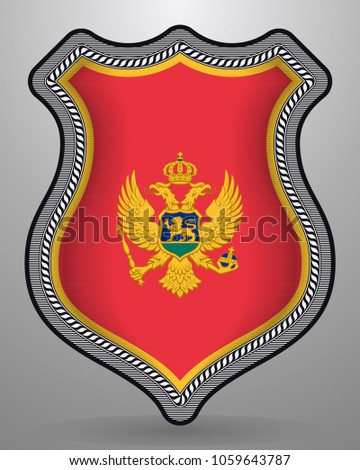 Flag of Montenegro. Vector Badge and Icon. Vertical Orientation Version