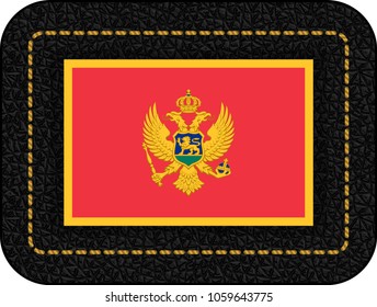 Flag of Montenegro. Vector Icon on Black Leather Backdrop. Aspect Ratio 2:3