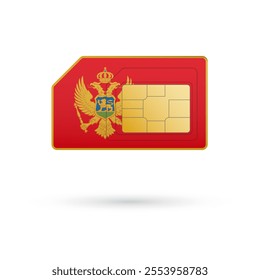 Flag of Montenegro. Vector illustration of SIM Card with flag on white background