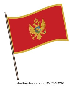 Flag of Montenegro , Montenegro flag waving isolated vector illustration