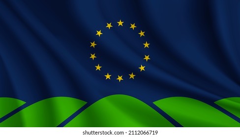 Flag of Montpelier, Vermont, USA. Realistic waving flag of Montpelier vector background.