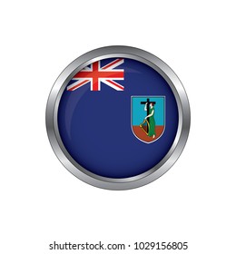Flag of Montserrat as round glossy icon. Button with Montserrat flag.isolated, banner vector illustration. Vector illustration eps10.
