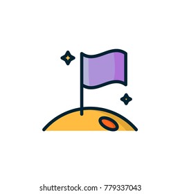 flag in moon icon modern style