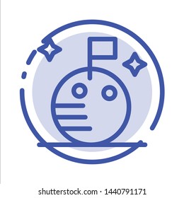 Flag, Moon, Space Blue Dotted Line Line Icon