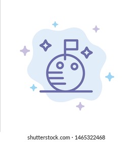 Flag, Moon, Space Blue Icon on Abstract Cloud Background. Vector Icon Template background