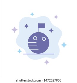 Flag, Moon, Space Blue Icon on Abstract Cloud Background