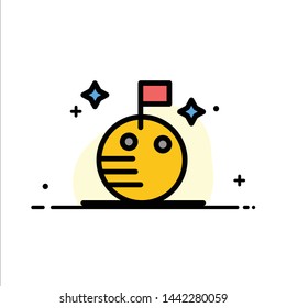 Flag, Moon, Space  Business Flat Line Filled Icon Vector Banner Template