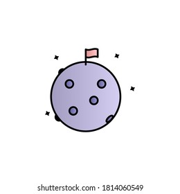 Flag, moon, space color gradient vector icon