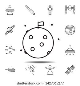 flag, moon, space icon. Simple thin line, outline vector element of Space icons set for UI and UX, website or mobile application