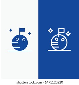 Flag, Moon, Space Line and Glyph Solid icon Blue banner Line and Glyph Solid icon Blue banner. Vector Icon Template background