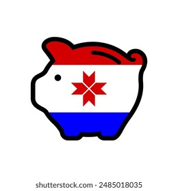 Flag of Mordovia, piggy bank icon, vector symbol.