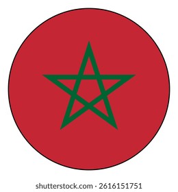 Flag of Morocco. Black edge. Morocco circle flag logo icon computer vector illustration design.