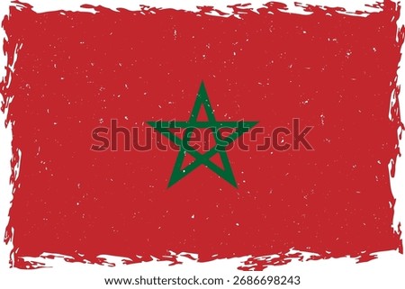 Flag of morocco brush stroke grunge texture