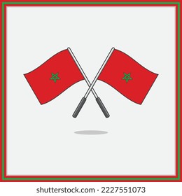 Flag of Morocco Cartoon Vector Illustration. Morocco Flag Flat Icon Outline