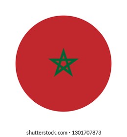 Flag of Morocco. Circular icon on white background, vector illustration.