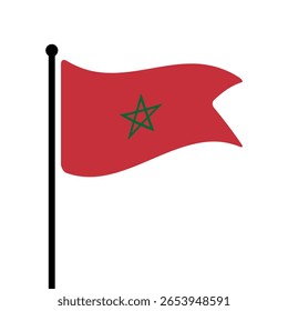 Bandeira de Marrocos. Bandeira do Marrocos computador digital vetor ilustração ícone design. Bandeira de mastro flutuante.