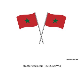 Flag of Morocco, Morocco cross flag design. Morocco cross flag isolated on white background. Vector Illustration of crossed Morocco flags.