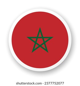 Flag of Morocco flat icon. Round vector element with shadow underneath. Best for mobile apps, UI and web design.