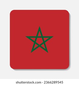 Flag of Morocco flat icon. Square vector element with shadow underneath. Best for mobile apps, UI and web design.