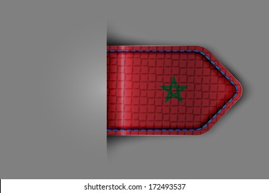 Flag of Morocco in the form of a glossy textured label or bookmark. Vector illustration.