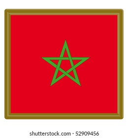 Flag of Morocco with gilt frame