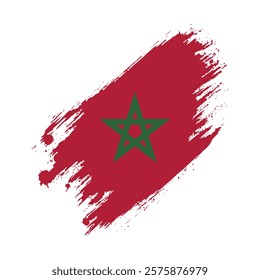 Flag of Morocco Grunge Brush Stroke Style vector