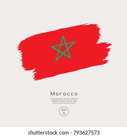Flag of Morocco in Grunge Brush Stroke : Vector Illustration