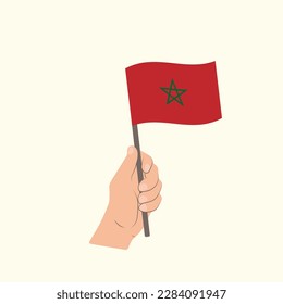 Flag of Morocco, Hand Holding flag